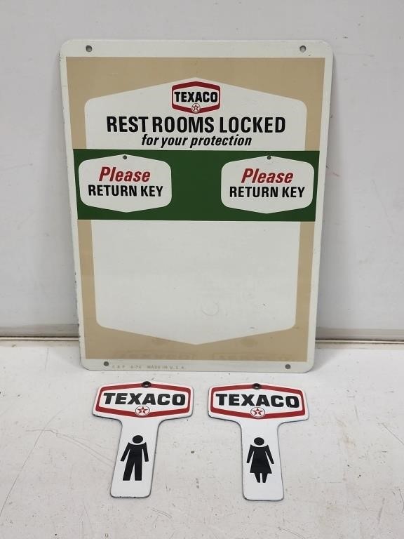 1974 Texaco Restroom Sign with Key Tags