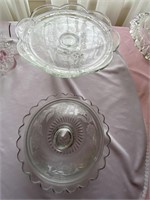 Cake Plate & Bowl w/ Lid (Old)