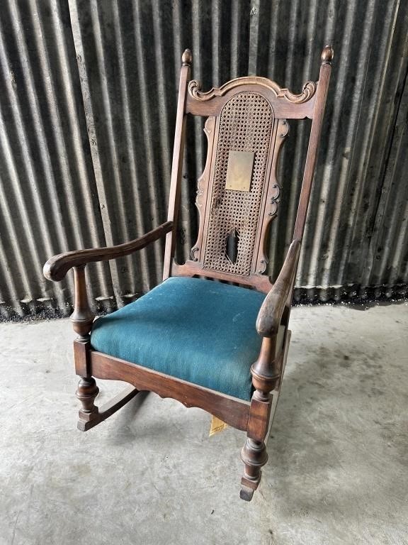 Antique cane back rocking chair