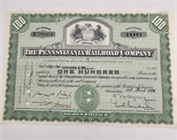 Pennsylvania Railroad Stock Certtificate
