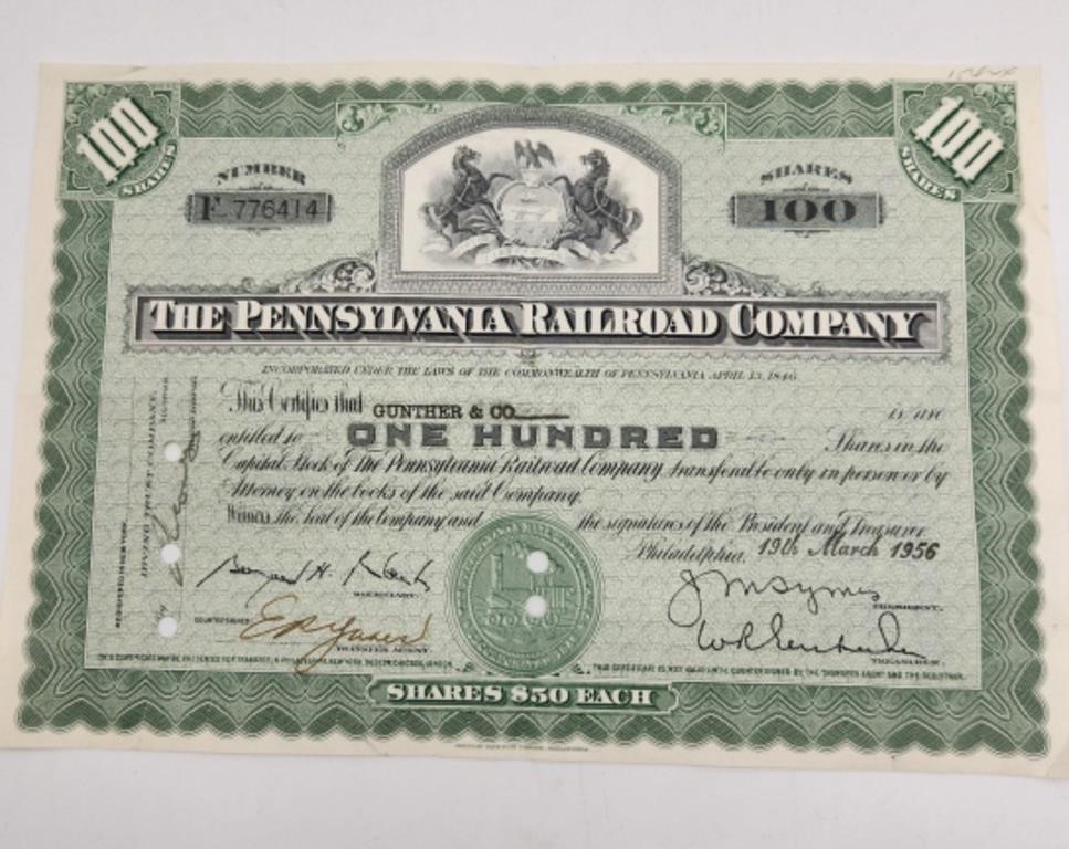 Pennsylvania Railroad Stock Certificate