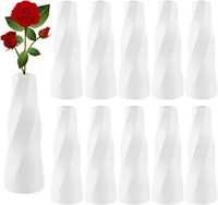 10 Pack White Vases 8 Inch Plastic White Bud Vases