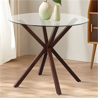 34.6 Round Glass Dining Table  Tempered Top