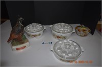 Corning Ware, Decanter, & Hand Painted Bowl
