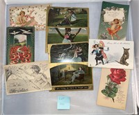 10 Valentine’s Antique/Vintage Postcards Ephemera