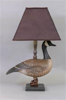 Canada Goose Lamp Decoy, Hand Carved & Painted by