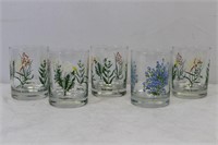 Mid-Century Cera Floral Patterned Glassware