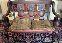 Antique Victorian Carve Maple Bench / Settee