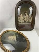 2 early portraits in frames