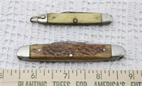 (2) EARLY 2-BLADE POCKET KNIVES BONE HANDLES
