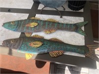 pr. Painted metal fish wall art