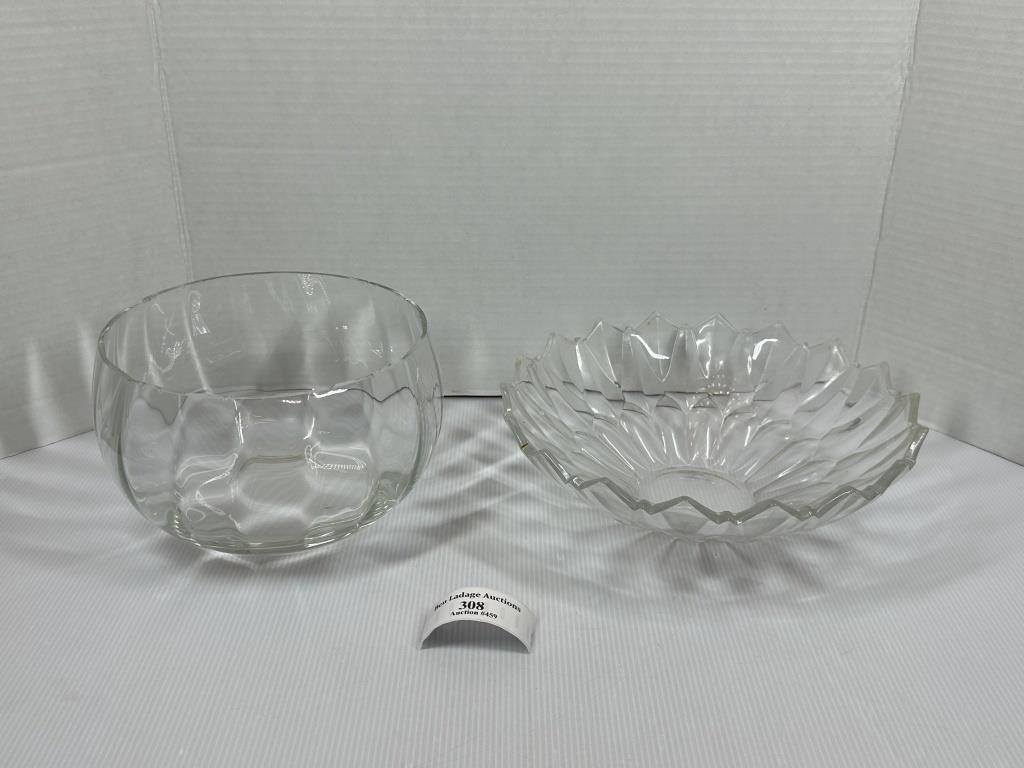 Pair Of Clear Glass Bowls