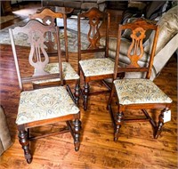 Set of 4 - Antique Dinning Chairs w/Liar Back &