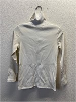 Vintage Textured White Stretchy turtleneck Shirt