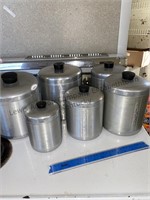 Vintage aluminum canister set, with extra flour
