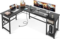 Coleshome L Shaped Computer Desk 66", Power Outlet