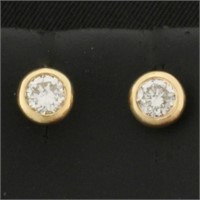 Bezel Set Diamond Stud Earrings in 14k Yellow Gold