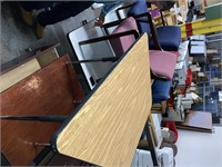 trapezoid Table/Wood File Cabinet Lot