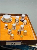 porcelain thimbles & miniature celebrity busts