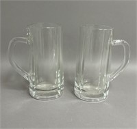 Pair of Fi.Ve Italy Glass Beer Mugs