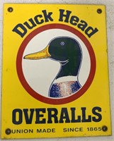 Reproduction Duck Head Overalls porcelain sign