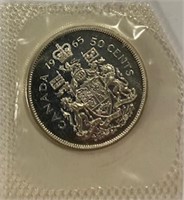 Canadian Silver Coin-1965-$.50-Mint P.L-Silver