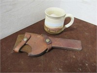 Pottery Mug, H32 Leather Holster