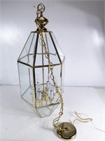 Vintage Brass & Glass Hanging Chandelier