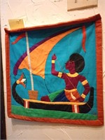 Vintage Egyptian fabric wall hanging. Approx 17