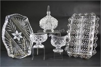 Cut Glass Sets,Trays & Lidded Footed Dish
