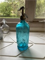 C. 1920 French Aqua Blue Seltzer Soda Bottle