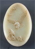 Chinese Hetian White Jade Carved Eagle Plaque