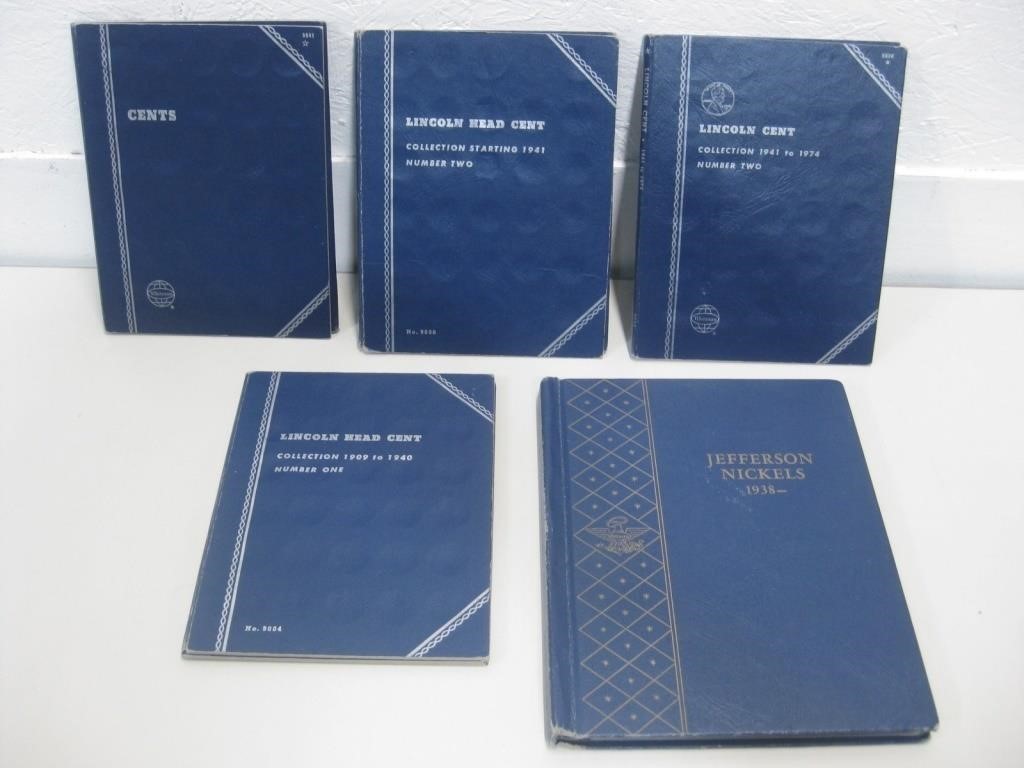 Five Assorted Coin Books W/ Coins See Info