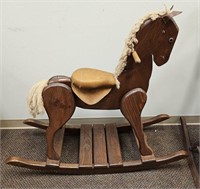 Large Vtg Wooden Rocking Horse