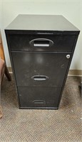 Black Metal Filing Cabinet w 3 Drawers