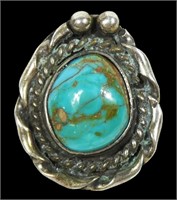 Vintage sterling silver turquoise ring, size 5.5,