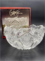 LE Smith Cut Glass Scalloped Bowl in Original Box