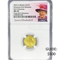 2023 1/10 oz Gold Queen Britannia NGC MS70