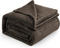 B1010  Bedsure Brown Fleece Blankets King, 108X90"