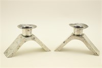 Pr. Mexican Sterling Silver Moderne Candle Holders