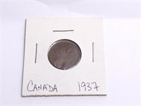 1937 Canada One Cent Coin In Holder