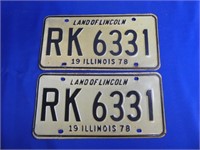 1978 Land Of Lincoln Illinois License Plates