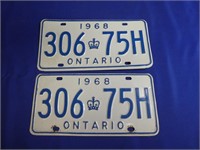 1968 Ontario License Plates