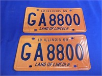 1969 Land Of Lincoln Illinois License Plates