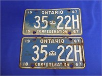 1967 Ontario Confederation License Plates