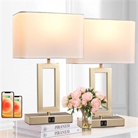Set of 2 Table Lamps with Dual USB Ports,Touch Con
