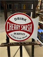 Vintage Cherry Smash Metal Flange Sign