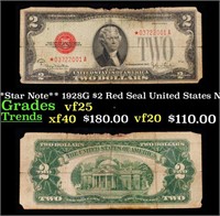 **Star Note** 1928G $2 Red Seal United States Note