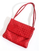 Bottega Veneta Red Intrecciato Leather Evening Bag