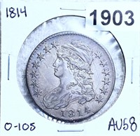 1814 Capped Bust Half Dollar CHOICE AU O-105